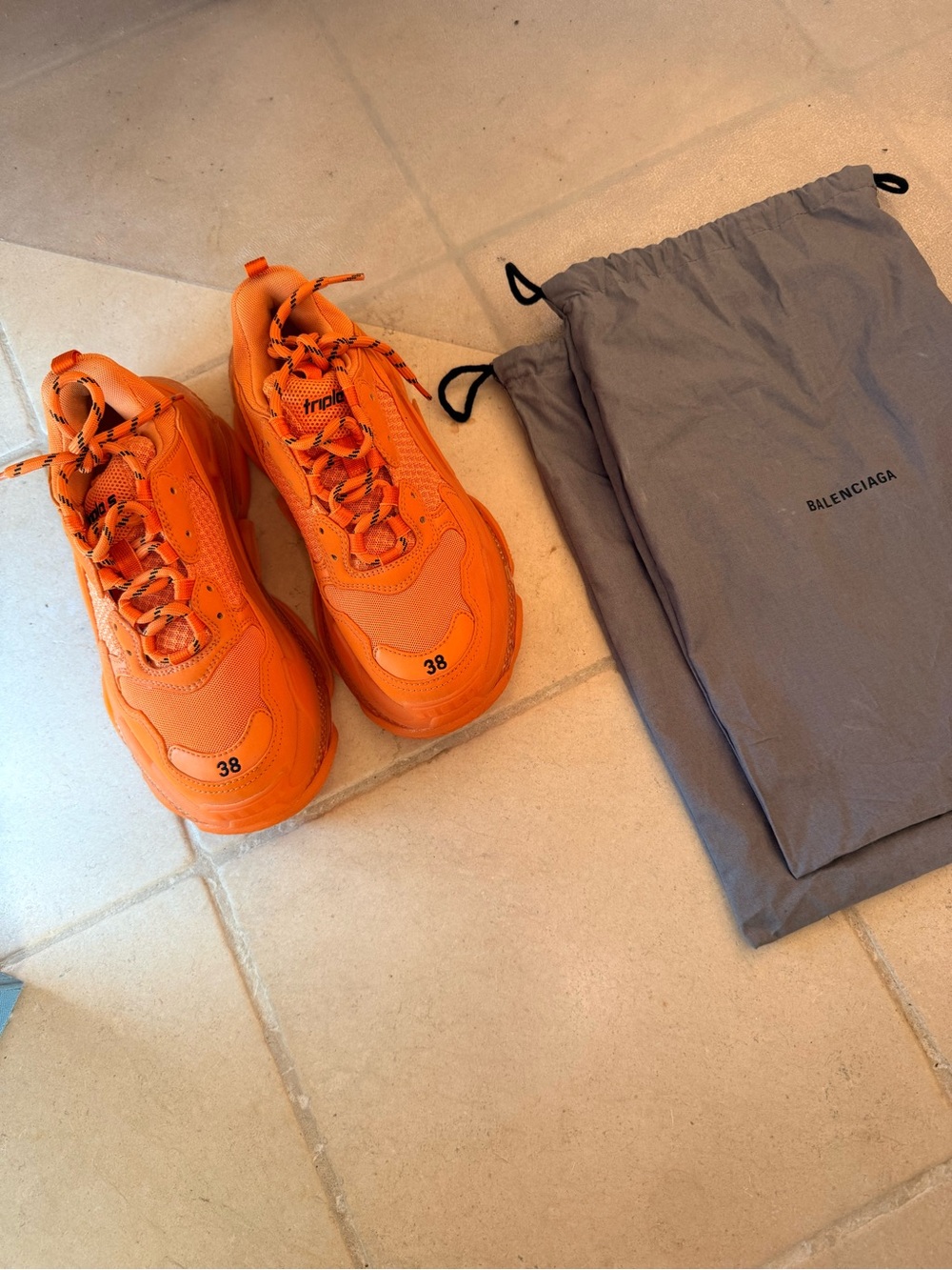 Balenciaga Orange Triple S Style Women's Sneakers
